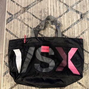 Victoria's Secret Black and Pink Tote Bag